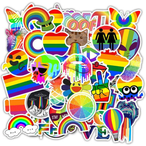 50ème autocollants stickers - Pride motif - Rainbow - Decals multicolor (1/4)