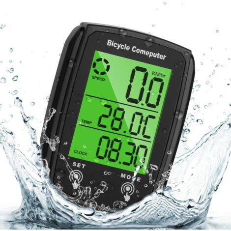 Ciclocomputer con 19 funzioni, impermeabile IP65, display retroilluminato a LED, comandi touch, avvio/arresto automatico, tachimetro e contachilometri per mountain bike.