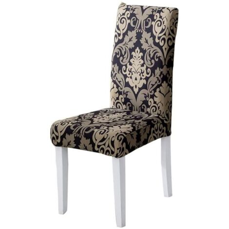 Coprisedie universali in jacquard (set da 4), nero classico, per sala da pranzo, hotel o matrimoni.
