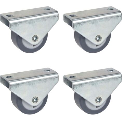Set di 4 rotelle fisse per mobili, 30 mm, con piastra in TPE antitraccia, portata 105 kg