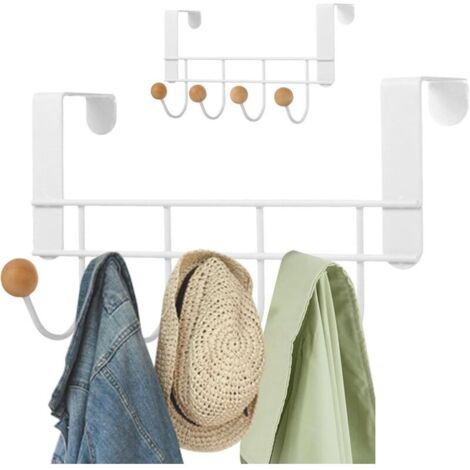 Gancio da appendere alla porta con 4 ganci in metallo, appendiabiti da porta, portasciugamani, appendiabiti per il bagno (1/4)