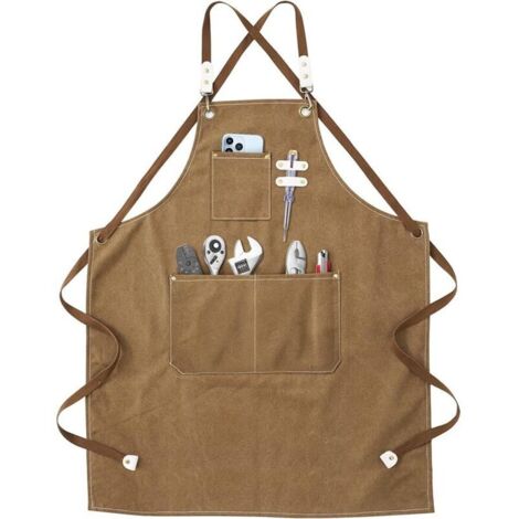 Grembiule da saldatore - Grembiule da lavoro con tasche, cinturino incrociato regolabile sulla schiena per uomo e donna, perfetto per giardinaggio, cucina, garage 78 x 57 cm