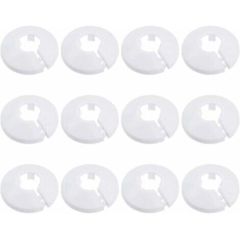 12 pezzi Copritubo, copritubo idraulico, morsetto per radiatore, manicotto per radiatore per tubo rotondo, rosetta bianca, diametro 15 mm (bianco)