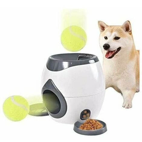 Lanciatore di giocattoli per animali domestici, distributore automatico di cibo per animali, include 1 cucchiaio per il cibo e 2 palline da tennis. Ideale per nutrire gli animali domestici e stimolare (1/4)