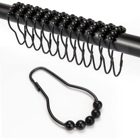 Set di 12 ganci per tenda da doccia, anelli per tenda da doccia con sistema scorrevole, anelli per asta per tenda antiruggine, anelli per tenda da doccia per tende da porta e da finestra (1/4)