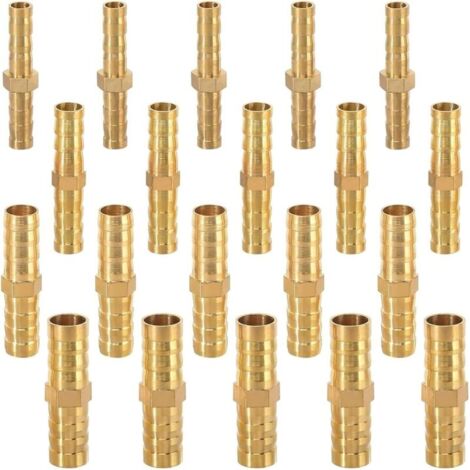20 pezzi di raccordi per tubi del carburante, raccordi per tubi del carburante, a barb in ottone, per tubi tracheali (6 mm/8 mm/10 mm/12 mm) (1/4)
