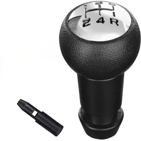 Pomello del cambio manuale a 5 marce per Peugeot 106, 107, 207, 301, 307, 308, 407, 408, 508, 3008, 1007 / per Citroën C2, C3, C4 Picasso, nero e argento (1/4)
