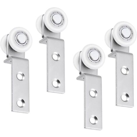 4 rulli per porte scorrevoli da 20 mm, blocco puleggia con cuscinetto in metallo per piegare tubi, rullo per armadietto con due ruote in plastica per porte scorrevoli, finestre e armadietti.
