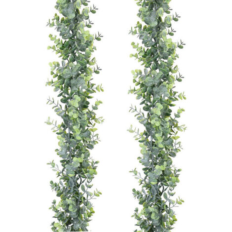 Ghirlanda artificiale di eucalipto, set di 2 tralci artificiali pendenti, foglie di eucalipto, decorazione ad arco per pareti, 1,8 m/pezzo, protezione UV, per uso interno ed esterno