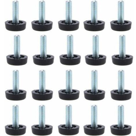 LaBlanc - Confezione da 20 piedini di livellamento per mobili - M8 x 24 mm, protezioni regolabili per gambe di tavoli con asta filettata, 24 mm, piedini di livellamento per mobili a vite