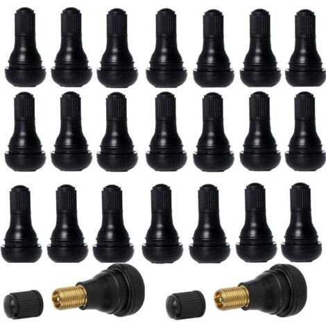 40 pezzi di tappi per valvole di pneumatici tubeless per auto, valvole per pneumatici TR412, set di steli per valvole in gomma, neri (1/4)