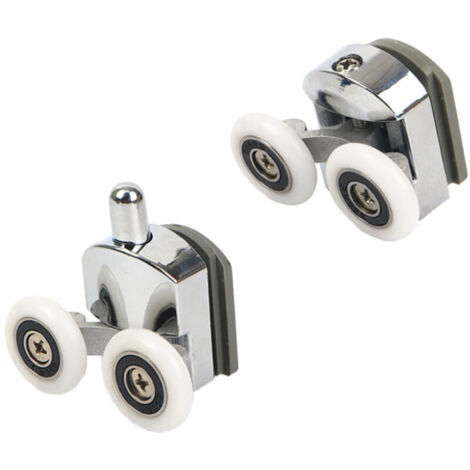 Set di 4 rulli doppi per porte scorrevoli della doccia, 2 ruote in lega di zinco da 23 mm di diametro per il bagno. (1/4)