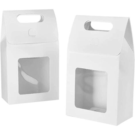 25 pezzi di sacchetti regalo, sacchetti regalo di carta, sacchetti regalo con finestra, sacchetti regalo con manici, per bomboniere e confezioni di caramelle (bianchi)