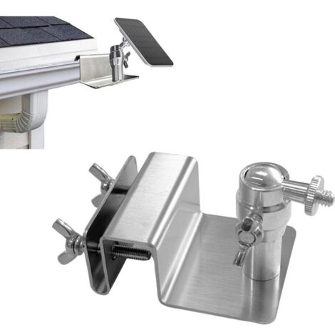 Staffa per grondaia in acciaio inox per Eufy, pannello solare Arlo, staffa di montaggio regolabile per l'esposizione al sole, installazione senza foratura per telecamera con vite da 1/4", colore argen (1/4)