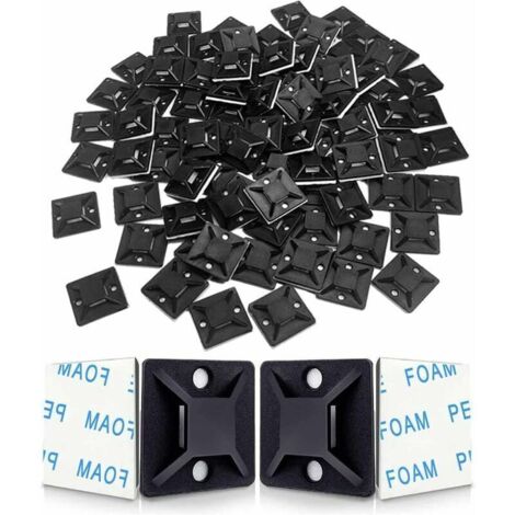 Basi per fascette adesive, morsetti per cavi autoadesivi, supporti in plastica per fascette, basi per fascette (120 pezzi 2828 mm neri)