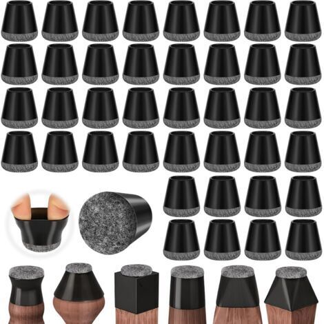 40 pezzi di protezioni per gambe di sedie, protezioni per gambe di sedie, protezioni per pavimenti in silicone nero con cuscinetti in feltro, per pavimenti in legno e piastrelle, riducono i graffi