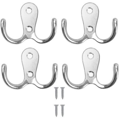 Set di 4 ganci a doppia punta per cappotti, accappatoi, vestiti, asciugamani, cucina (argento) (1/5)