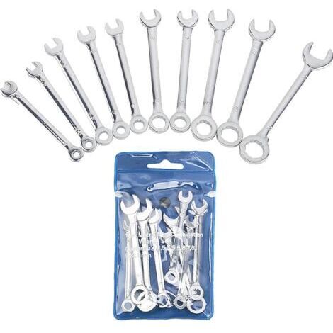 Set di 10 mini chiavi regolabili (4-11 mm), chiavi combinate metriche a forchetta e chiave a bussola con custodia, mini chiave di accensione a doppio uso, strumento di riparazione (1/5)