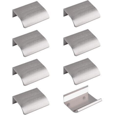 Maniglia a scomparsa Finger Edge, 8 pezzi, maniglia invisibile in lega di alluminio, 50 mm, finitura nichel spazzolato, maniglie per mobili, maniglie autoadesive per cassetti e armadietti, installazio