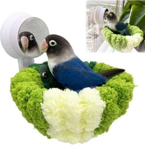 Nido per pappagalli con ventosa, amaca per uccelli sospesa in pile verde corallo, lettino portatile in peluche per uccelli, nido per pappagalli, nido per uccelli per finestrino dell'auto (1/5)