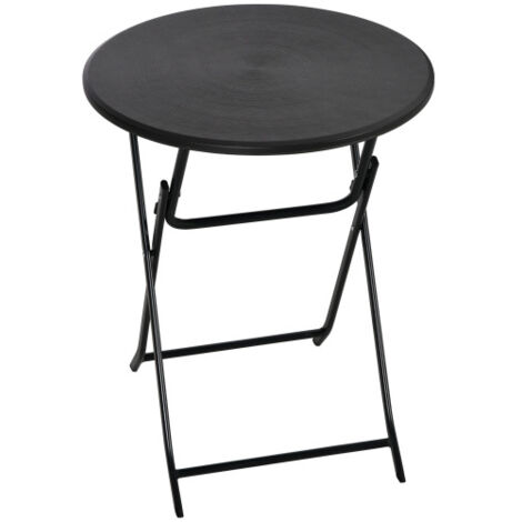 Tavolo rotondo pieghevole Ø60 cm, tavolo da pranzo da giardino con finitura effetto legno decorativo per balcone e terrazzo, grigio scuro (1/5)