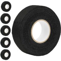 Confezione da 5 nastri isolanti in tessuto - Neri - 25 mm x 15 m - Resistenti al calore - Ideali per isolare i cavi elettrici di auto e moto