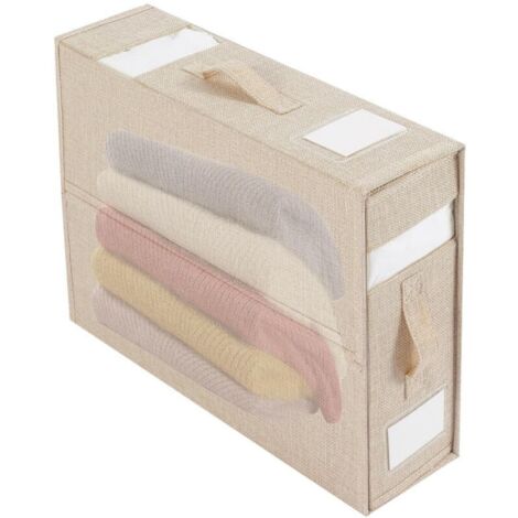 Caja de almacenamiento de ropa de cama, caja de almacenamiento de ropa de armario plegable, caja de almacenamiento de edredón, beige, 1 paquete (1/4)