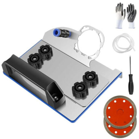 Soporte para amoladora angular para corte de azulejos en chaflán de 45°, soporte para amoladora angular tipo 100, soporte angular de 45 grados para corte de azulejos con manguera y guantes para carpin (1/4)