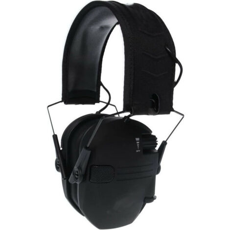 Auriculares con cancelación activa de ruido para tiro, protección auditiva electrónica, reducción de ruido, auriculares para caza activa, auriculares plegables con protección auditiva (negros), TRIMEC (1/4)