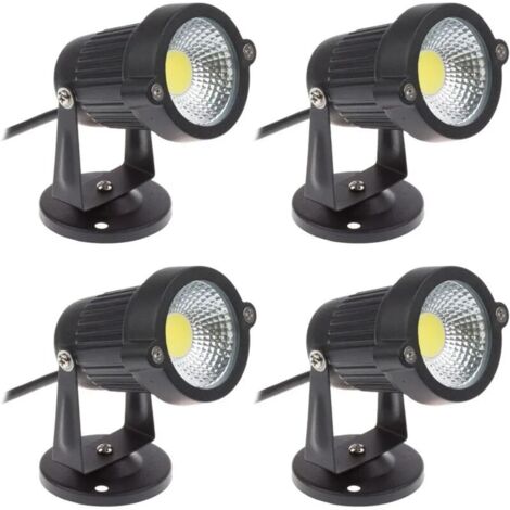 Set mit 4 Cob-LED-Strahlern, 5 W, 220 V, verstellbare Gartenstrahler, Außenbeleuchtung, Gartenterrasse (kaltweiß)