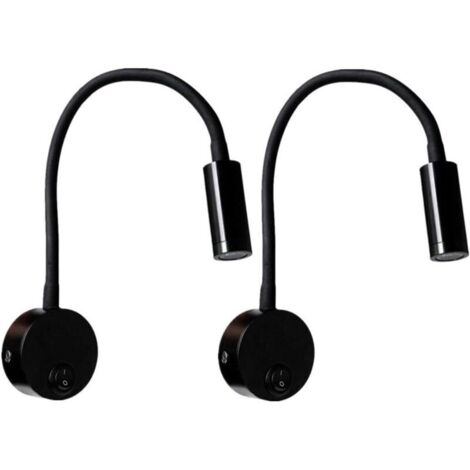 Stück schwarze 3W Wandleselampe, flexible, verstellbare Hals-Wandleuchte aus Aluminium, Schreibtischlampe, Nachttischlampe mit LED-Schalter, augenschonend (warmweiß)