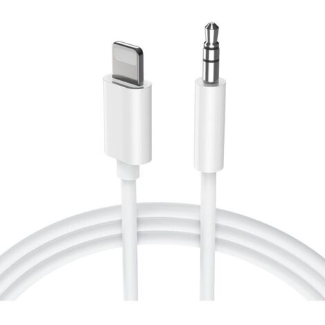 Kfz-AUX-Kabel für iPhone 12, 3,5-mm-Stereo-Klinkenstecker, kompatibel mit iPhone 14/13/12/11 Pro Max/Pro/8/8 Plus/7 Plus/X/XR, Heimversion - Weiß (1 m) (1/4)
