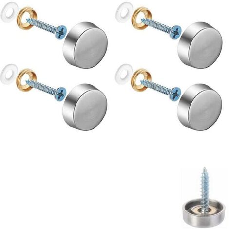 Set mit 4 dekorativen Spiegelschrauben, dekorativen Nagelkappen, polierten Edelstahl-Zierschrauben für Spiegel, Schränke oder Glasmöbel (0,63"/16 mm)
