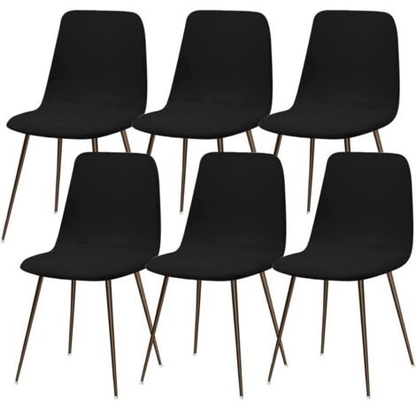 (Schwarz) Set mit 6 modernen, waschbaren Universal-Esszimmerstuhlhussen, Küchenstuhlhussen, Heim- und Küchendekoration