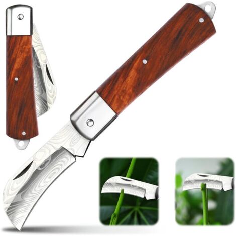 CSPARCV Klappbares Veredelungsmesser, Gartenmesser, Gartenmesser, Pilzmesser, Gartenmesser, Klappbares Veredelungsmesser, Edelstahl, Gartenveredelungswerkzeug (B)
