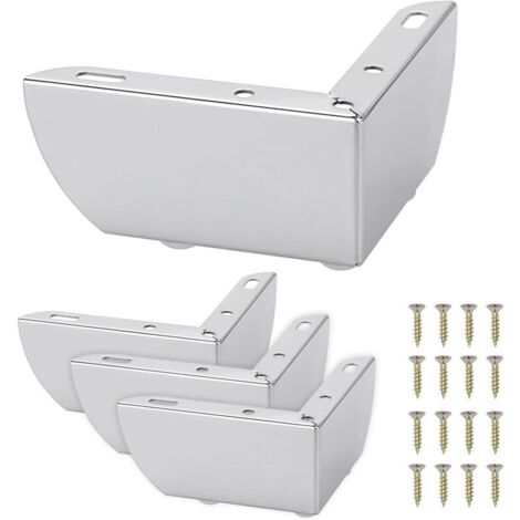 Set mit 4 Metall-Sofabeinen, 5,5 cm, Möbelbeine, Tischbeine, robuste und moderne Sofabeine, zum Selbermachen (silber) (1/4)