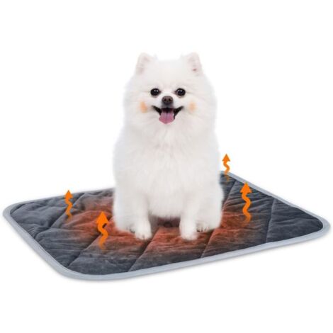 Selbstheizende Haustiermatte, extra warme Thermomatte für Hundeboxen, waschbar und rutschfest, für kleine und mittelgroße Hunde und Katzen, 60 x 45 cm, grau (1/4)