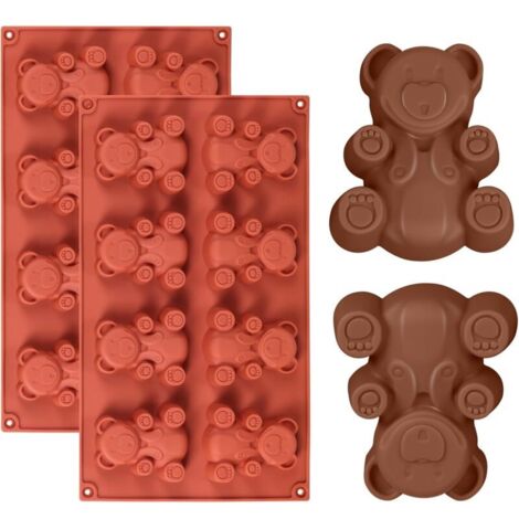 Antihaft-Silikonform mit 8 Mulden für Muffins, Schokoladenkuchen, Seifen, Cupcakes und Gelees – Bärenform (1/4)