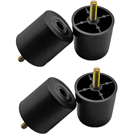 Set mit 4 Kunststoff-Sofafüßen, 5 cm, schwarze Ersatzfüße, runde Möbelfüße mit M8-Schrauben für Sofa, Kommode, Kleiderschrank, Stuhl, Bett, Couchtisch (1/4)