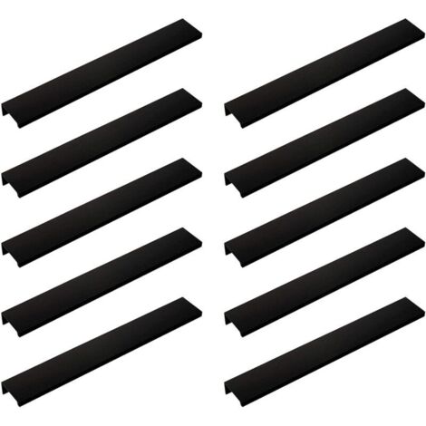 10-teiliges Set schwarzer Griffe, schwarze Möbelgriffe – unsichtbare Griffe, schwarze Küchenschrankgriffe, schwarze Möbelgriffe, integrierte Küchentürgriffe, 160 mm Lochabstand (1/4)