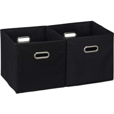Stoffaufbewahrungsboxen, Würfel-Organizer mit zwei Griffen, faltbare Körbe fürs Schlafzimmer, 2er-Set, schwarz, 28 x 28 x 28 cm (1/4)