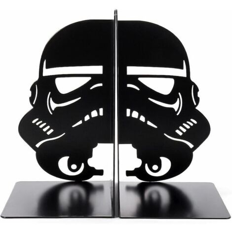 Imperiale Sturmtruppen-Buchstützen, schwarze Metallmasken-Buchstützen für dekorative Bücherregale, robuste Sturmtruppen-Buchstopper, Buchstopper für Bücherregale der Macht