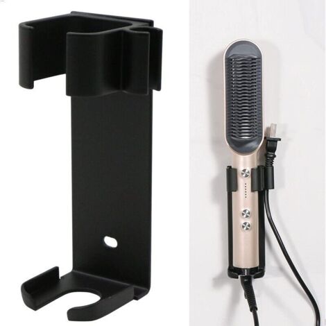 Wandhalterung ohne Bohren, kompatibel mit Dyson Airwrap, Aluminium, Haarglätterhalterung (schwarz) (1/4)
