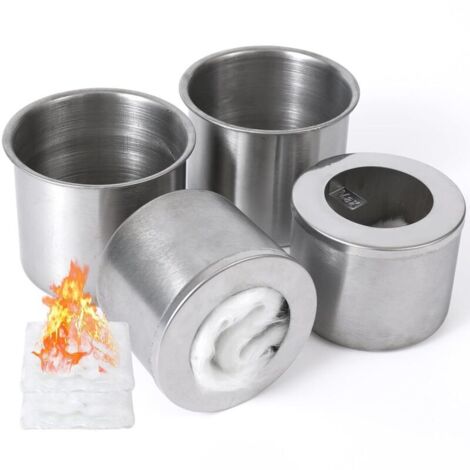 Set mit 4 Edelstahl-Alkoholbehältern für Tischkamine, Outdoor-Alkoholkrüge für den Winter mit Deckel