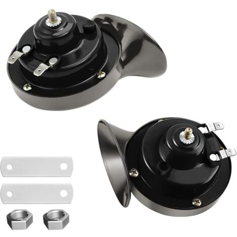 Extrem leistungsstarkes 300dB-Zughorn, Set mit 2 wasserdichten 12V-Drucklufthörnern, universelles Zubehör für Auto, Motorrad, LKW, Fahrrad, Boot (schwarz)