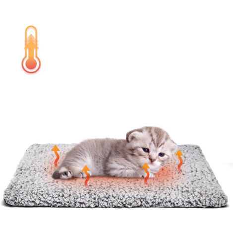 Selbsterwärmendes Katzenbett, ultraweiche Thermoschlafmatte, waschbar und rutschfest, für kleine und mittelgroße Katzen und Hunde, für den Innen- und Außenbereich (hellgrau) (1/4)