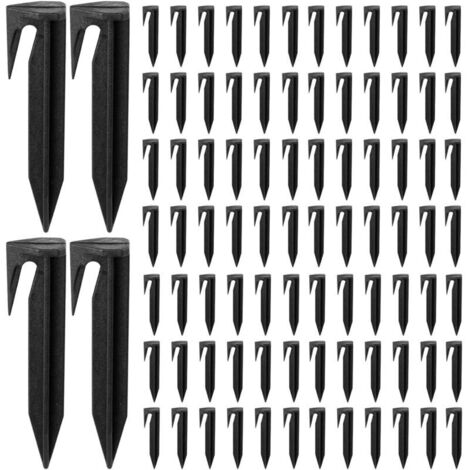 Packung mit 100 Erdspießen für Begrenzungsdrähte von Mährobotern, Bodenbefestigungshaken für Begrenzungsdrähte von Mährobotern (1/4)