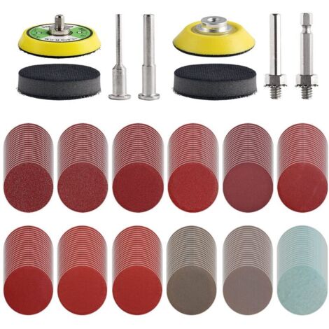 Packung mit 240 50-mm-Schleifscheiben für Bohrmaschinen, Schleifmaschinen und Rotationswerkzeuge mit 2 Stütztellern (je 6,35 mm), Schleifpads mit Körnung 80–3000 (1/4)