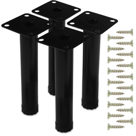 Tigrezy 4 Stück 15 cm Möbelfüße, mit 18 verstellbaren Schrauben, schwarze Metall-Couchtischbeine, höhenverstellbare Füße für Möbel, Sofa, Schreibtisch, Küche, Schränke (1/4)