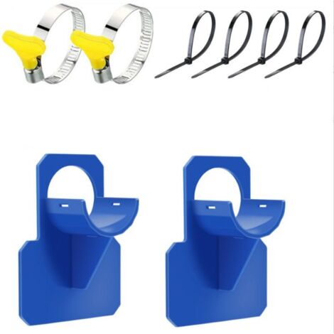 Set mit 2 blauen, durchstoß-, reiß- und zugfesten Poolschlauchhalterungen (30 bis 37 mm) (1/4)